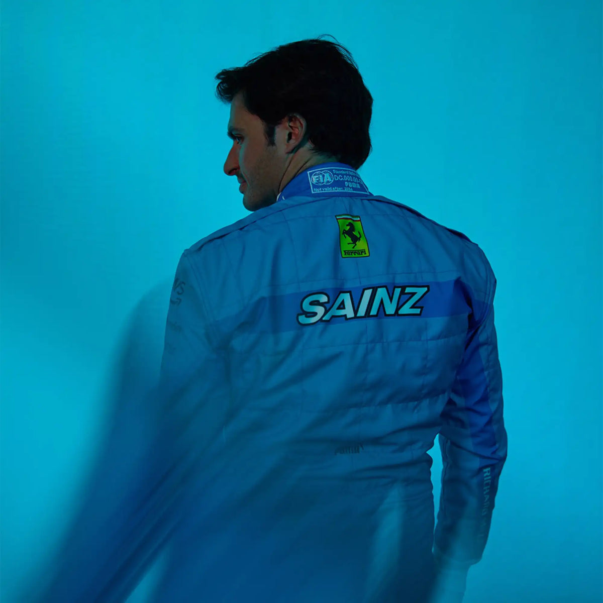 New 2024 Carlos Sainz jr Miami Grand Prix Scuderia Ferrari F1 Team Replica Racing Suit - view 4