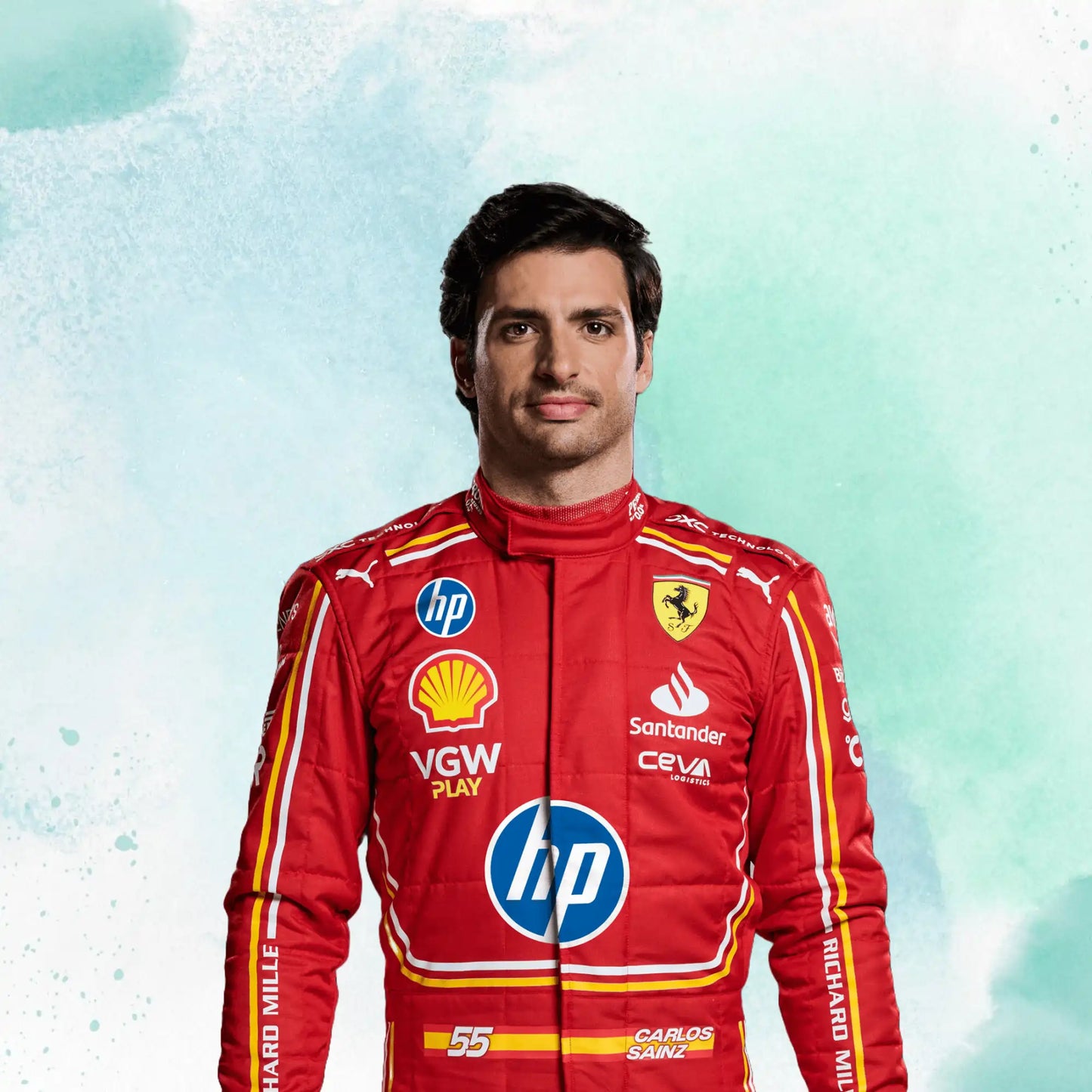 New 2024 Carlos Sainz jr Monaco GP Scuderia Ferrari HP F1 Team Replica Racing Suit - view 2