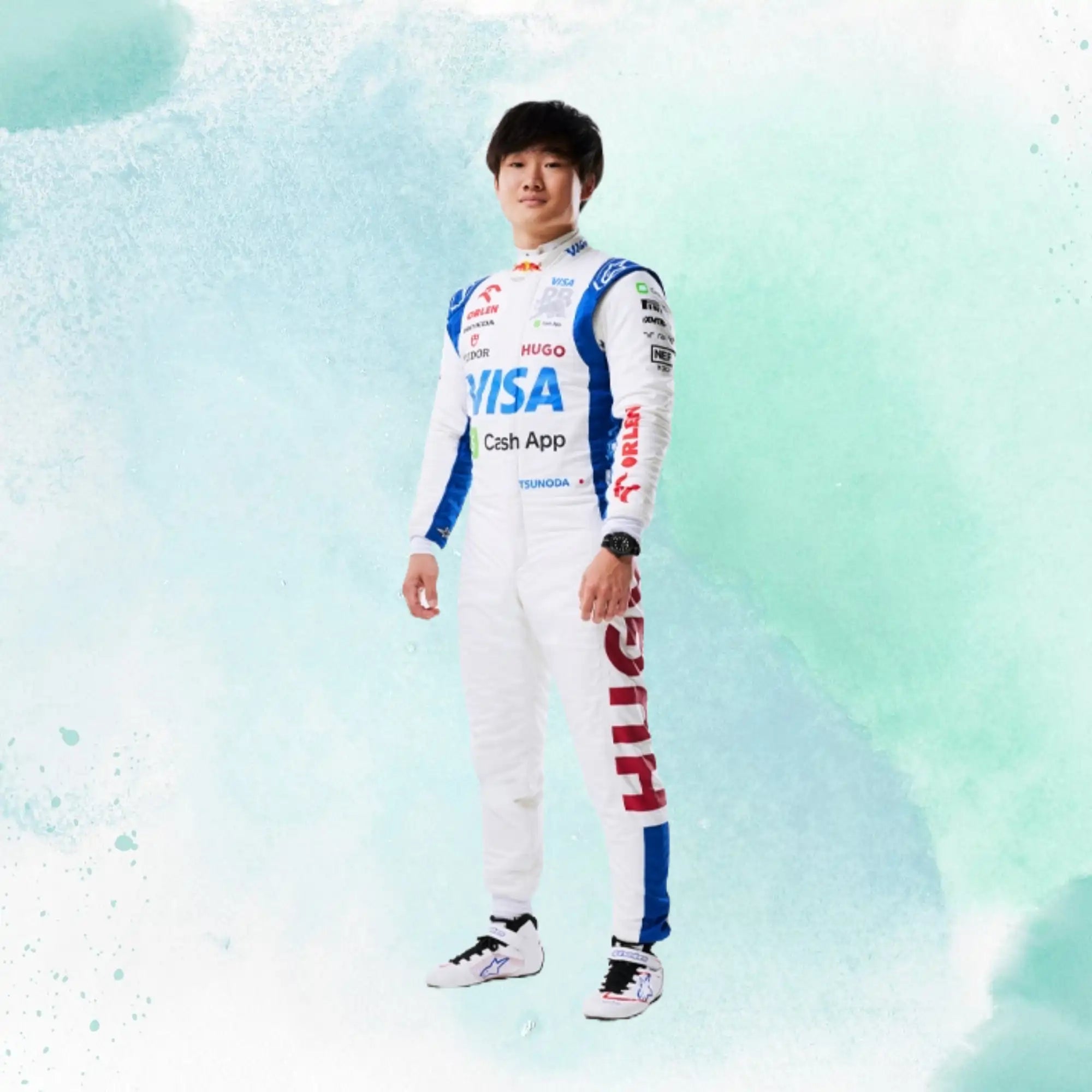 New 2024 F1 Yuki Tsunoda Formula One Team Visa Cash App RB Replica Racing Suit - view 1