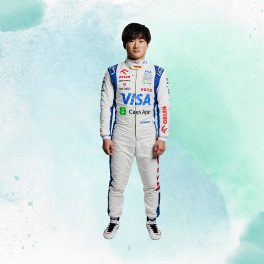 New 2024 F1 Yuki Tsunoda Formula One Team Visa Cash App RB Replica Racing Suit - view 2