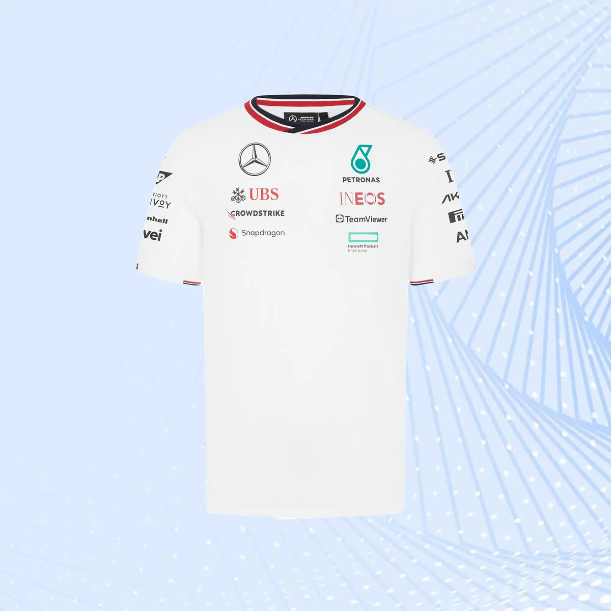 New 2024 Mercedes AMG Petronas F1 Team Driver T-Shirt- White - view 2