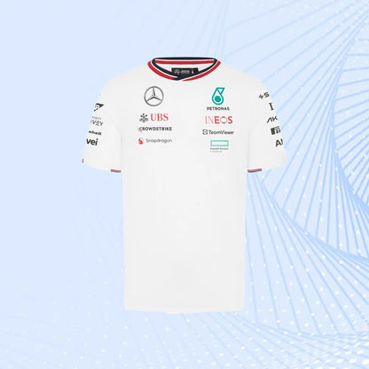 New 2024 Mercedes AMG Petronas F1 Team Driver T-Shirt- White - view 2