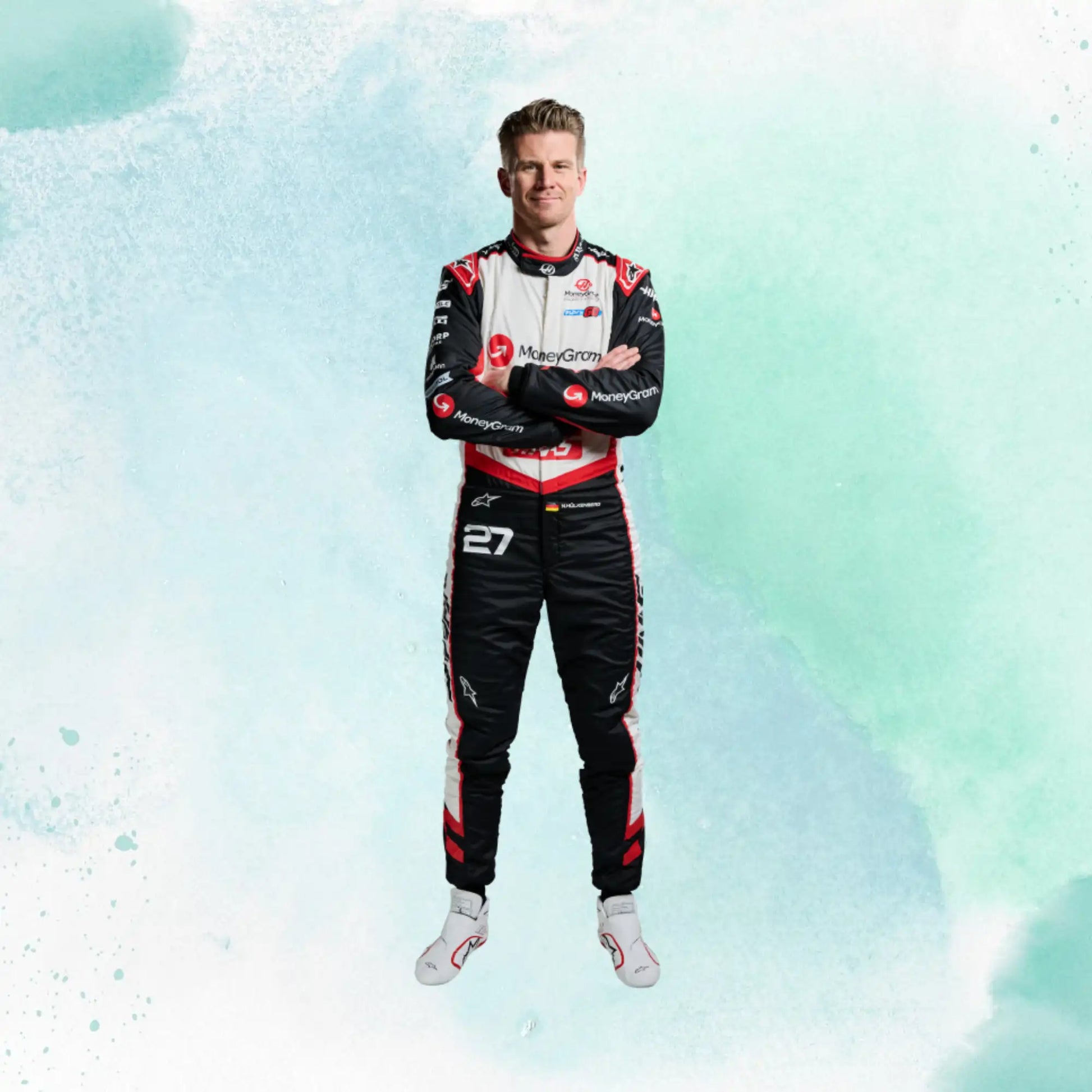 New 2024 Nico Hulkenberg MoneyGram Haas F1 Team Replica Racing Suit - view 1