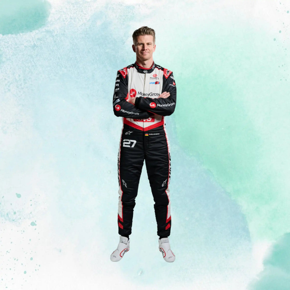 New 2024 Nico Hulkenberg MoneyGram Haas F1 Team Replica Racing Suit - view 1