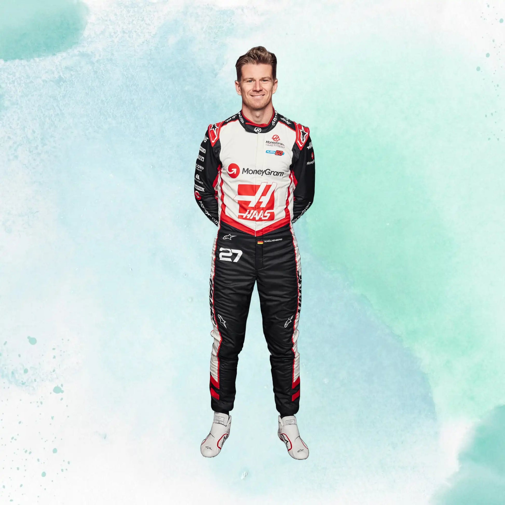 New 2024 Nico Hulkenberg MoneyGram Haas F1 Team Replica Racing Suit - view 2