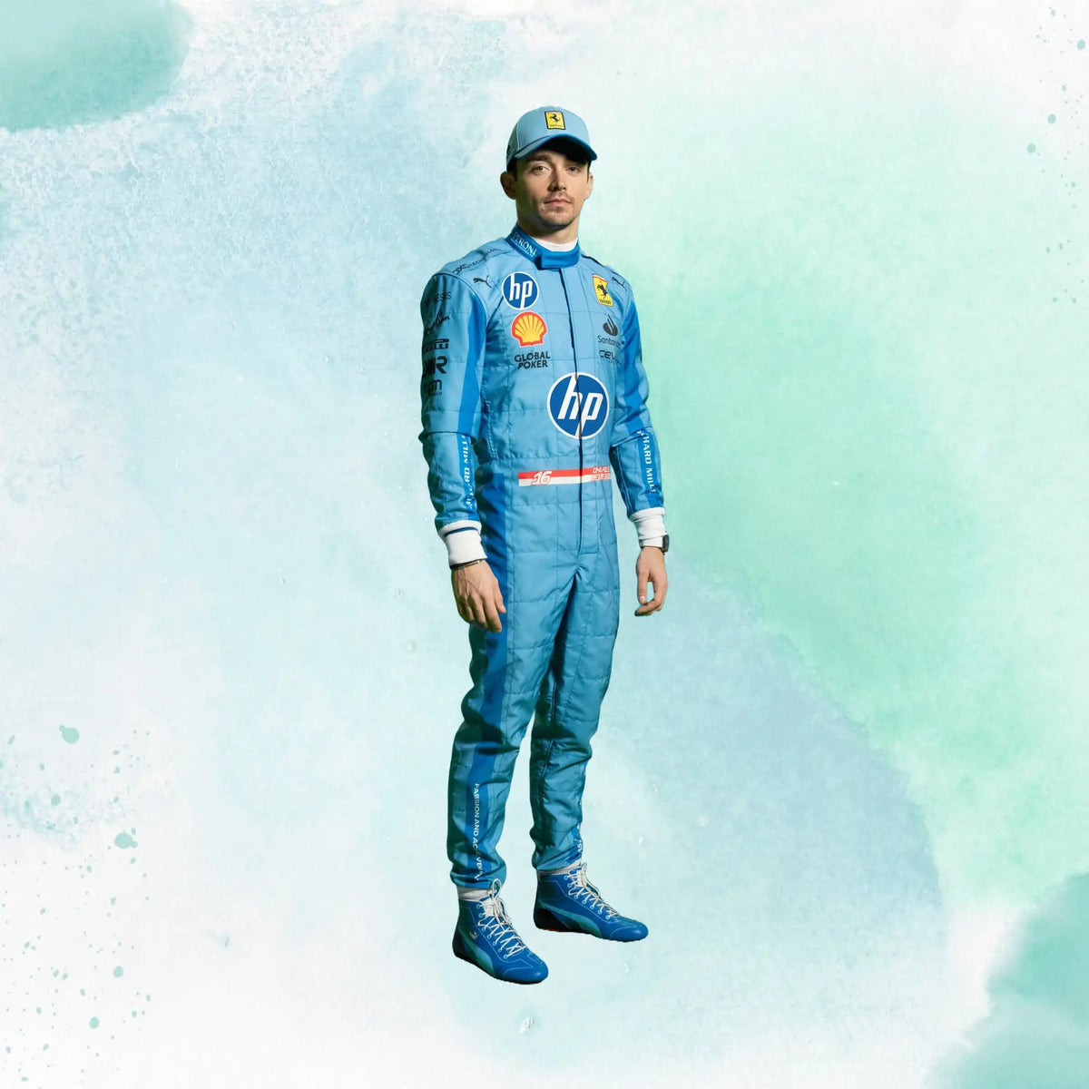 New Charles Leclerc 2024 HP Miami Grand Prix Scuderia Ferrari F1 Team Replica Racing Suit - view 1