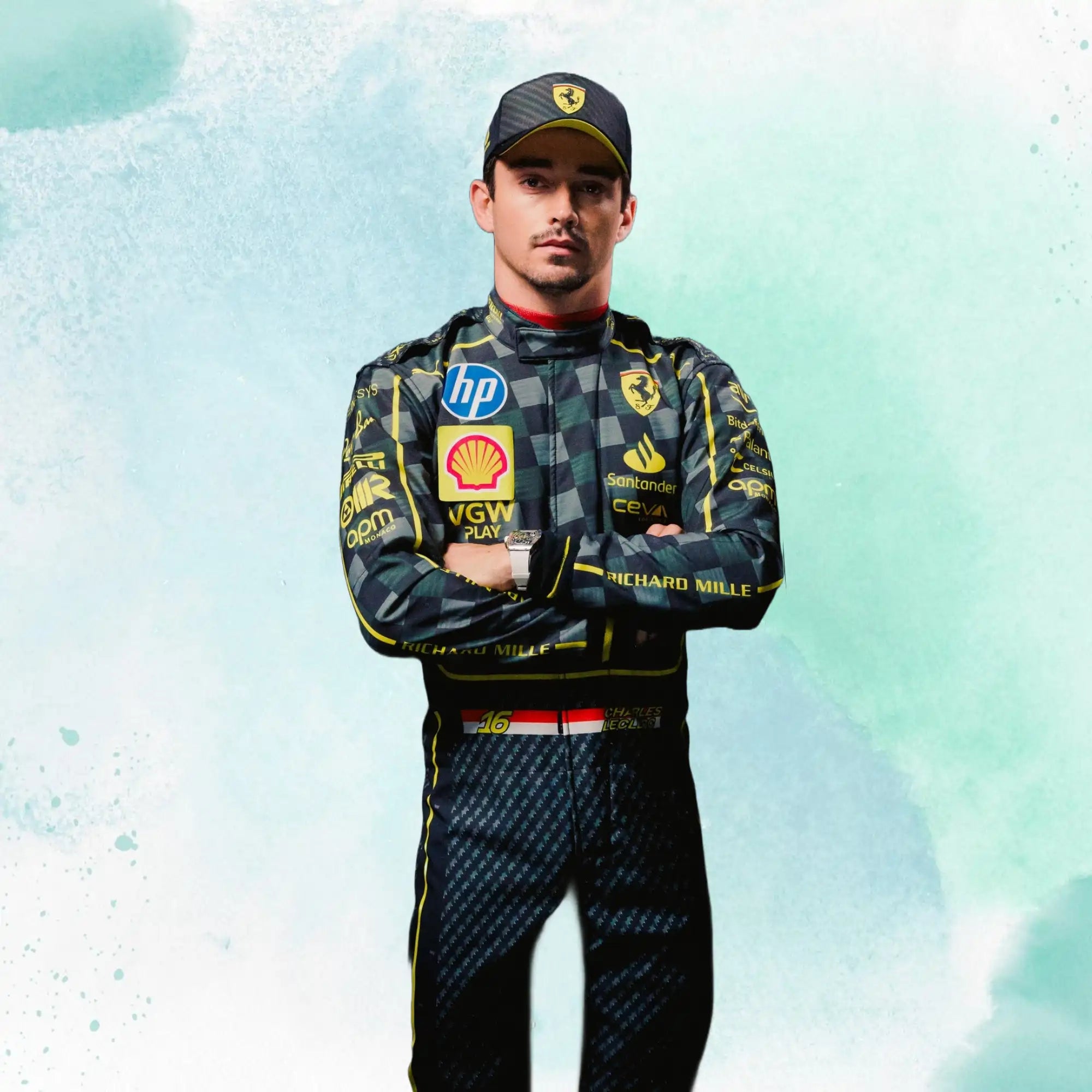 New Charles Leclerc 2024 Italy GP Scuderia Ferrari HP F1 Team Replica Racing Suit - view 1