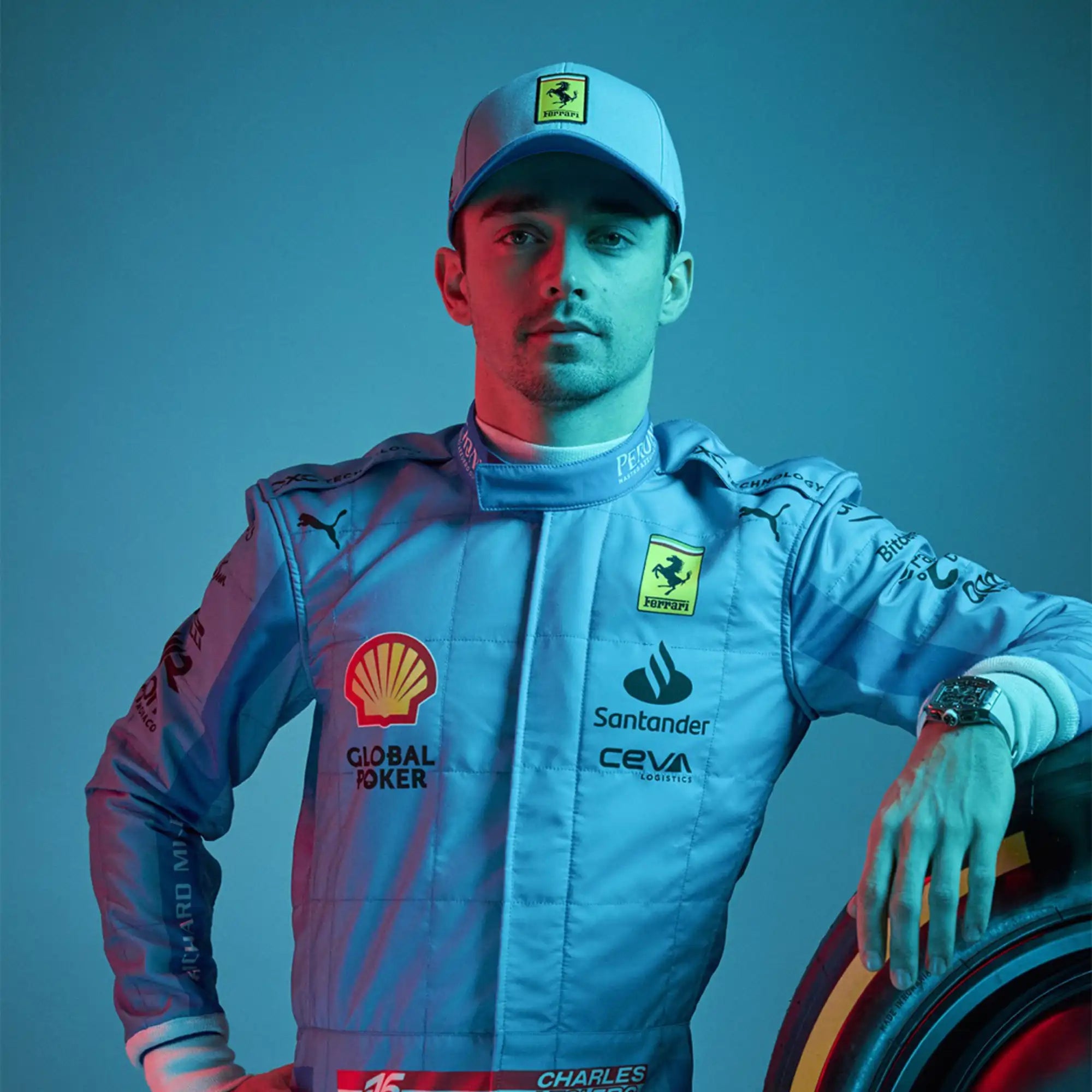 New Charles Leclerc 2024 Miami Grand Prix Scuderia Ferrari F1 Team Replica Racing Suit - view 4