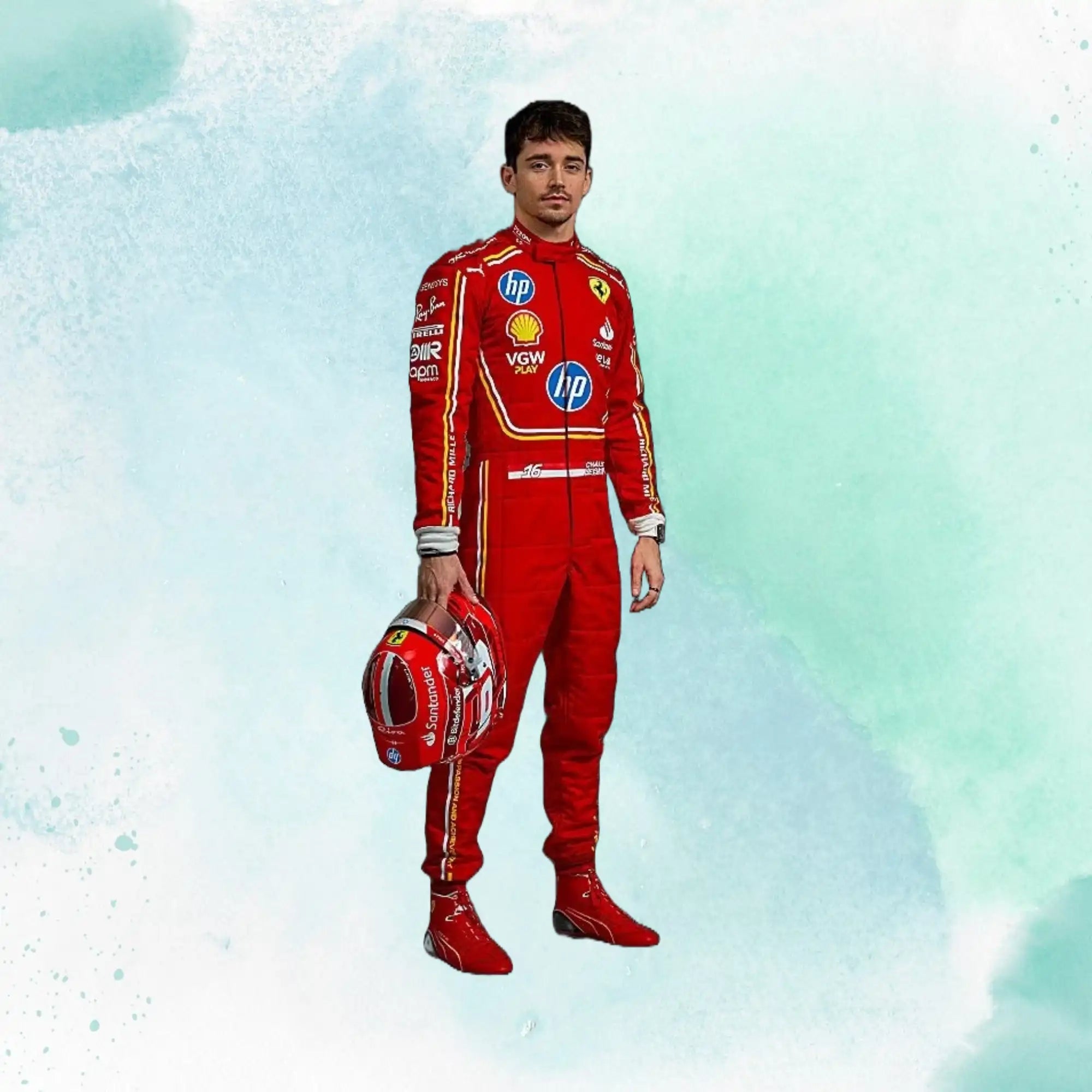 New Charles Leclerc 2024 Monaco GP Scuderia Ferrari HP F1 Team Replica Racing Suit - view 1