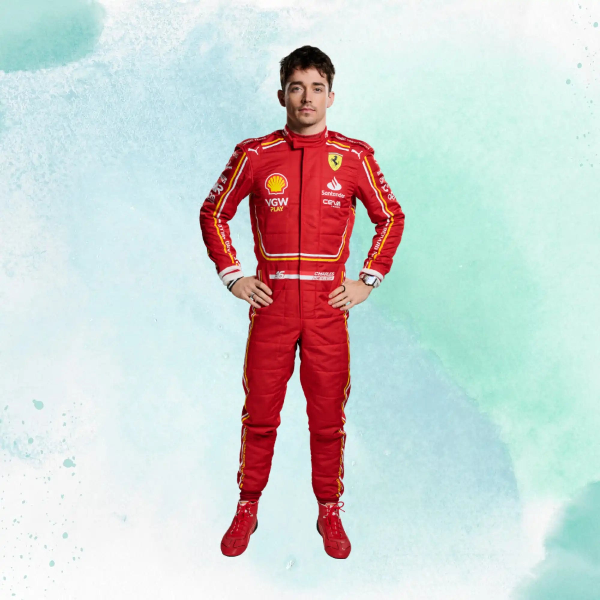 New Charles Leclerc 2024 Scuderia Ferrari F1 Team Replica Racing Suit - view 1