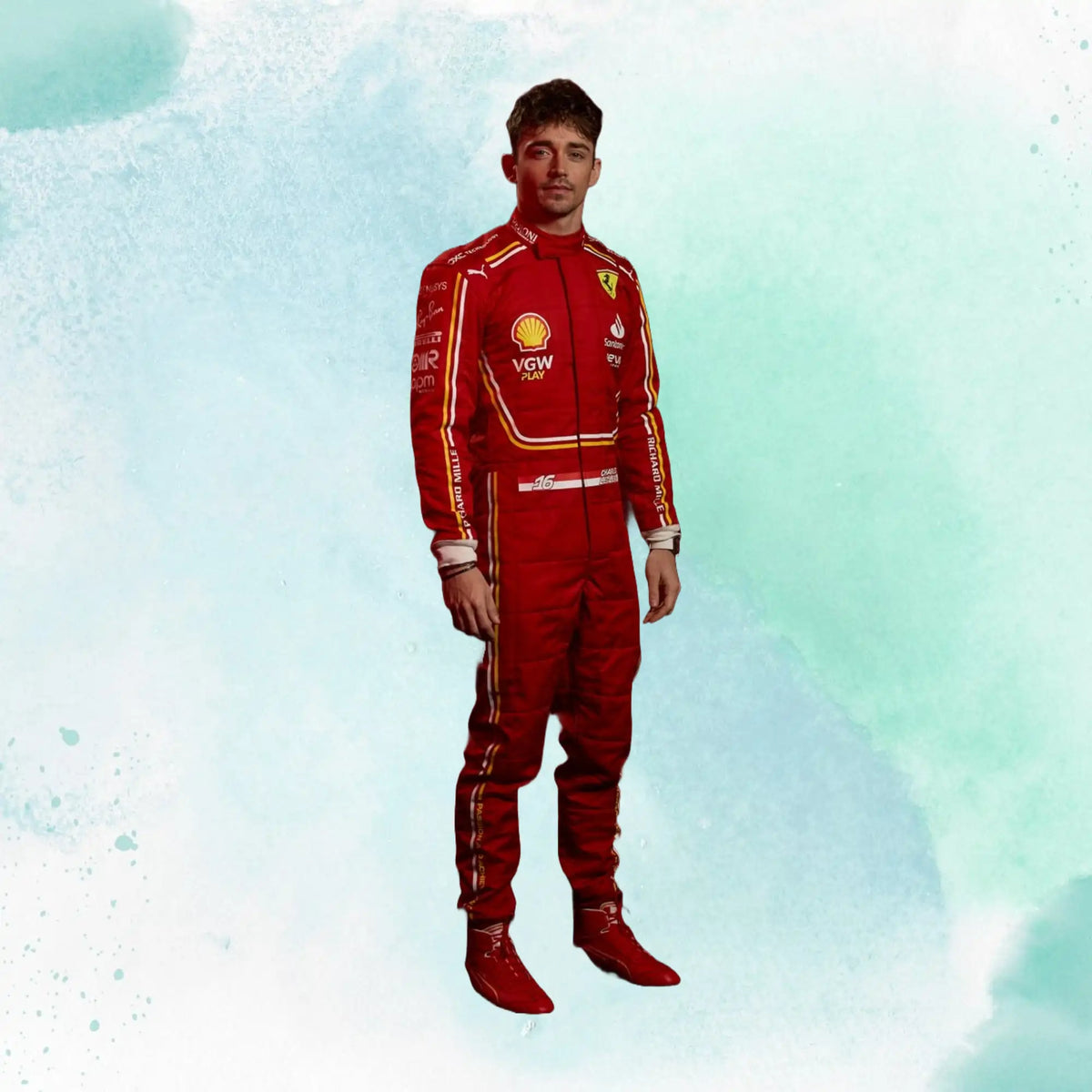New Charles Leclerc 2024 Scuderia Ferrari F1 Team Replica Racing Suit - view 3