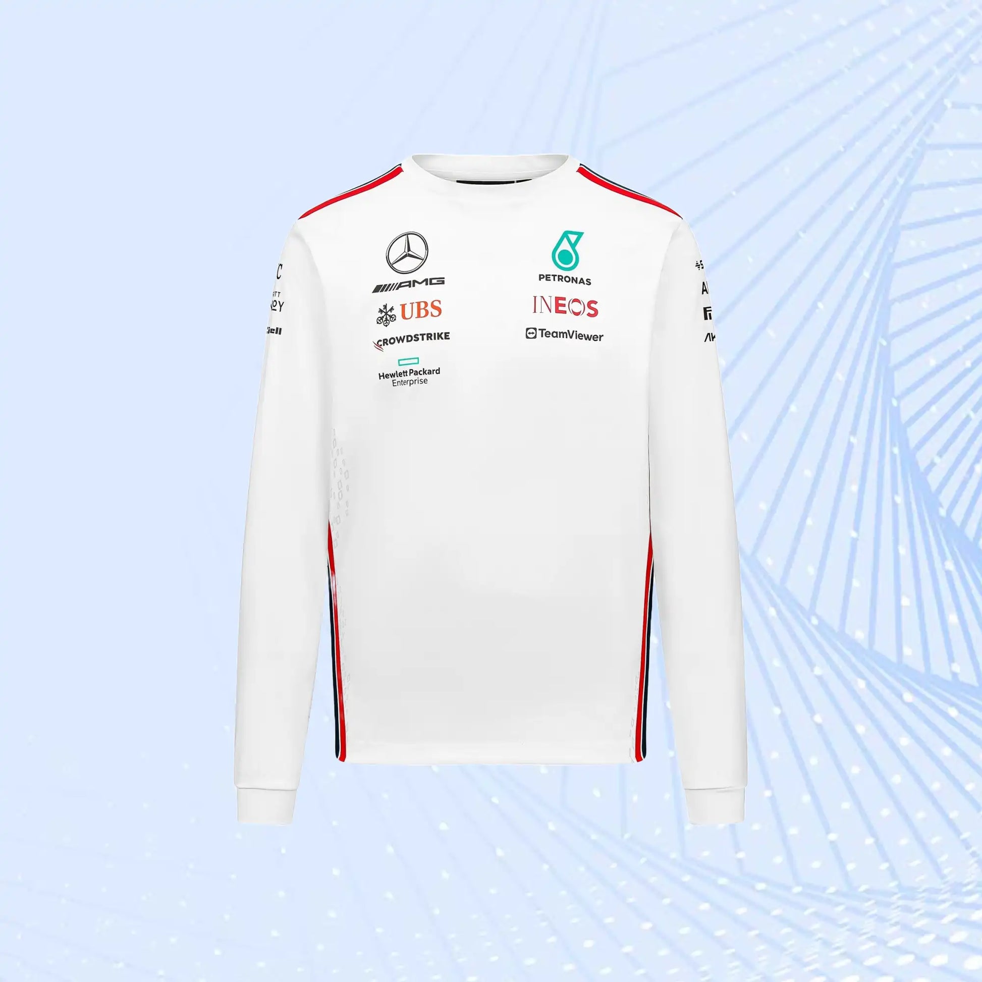 New F1 2023 Mercedes AMG Petronas Team Long Sleeved Drive T-Shirt- White - view 2