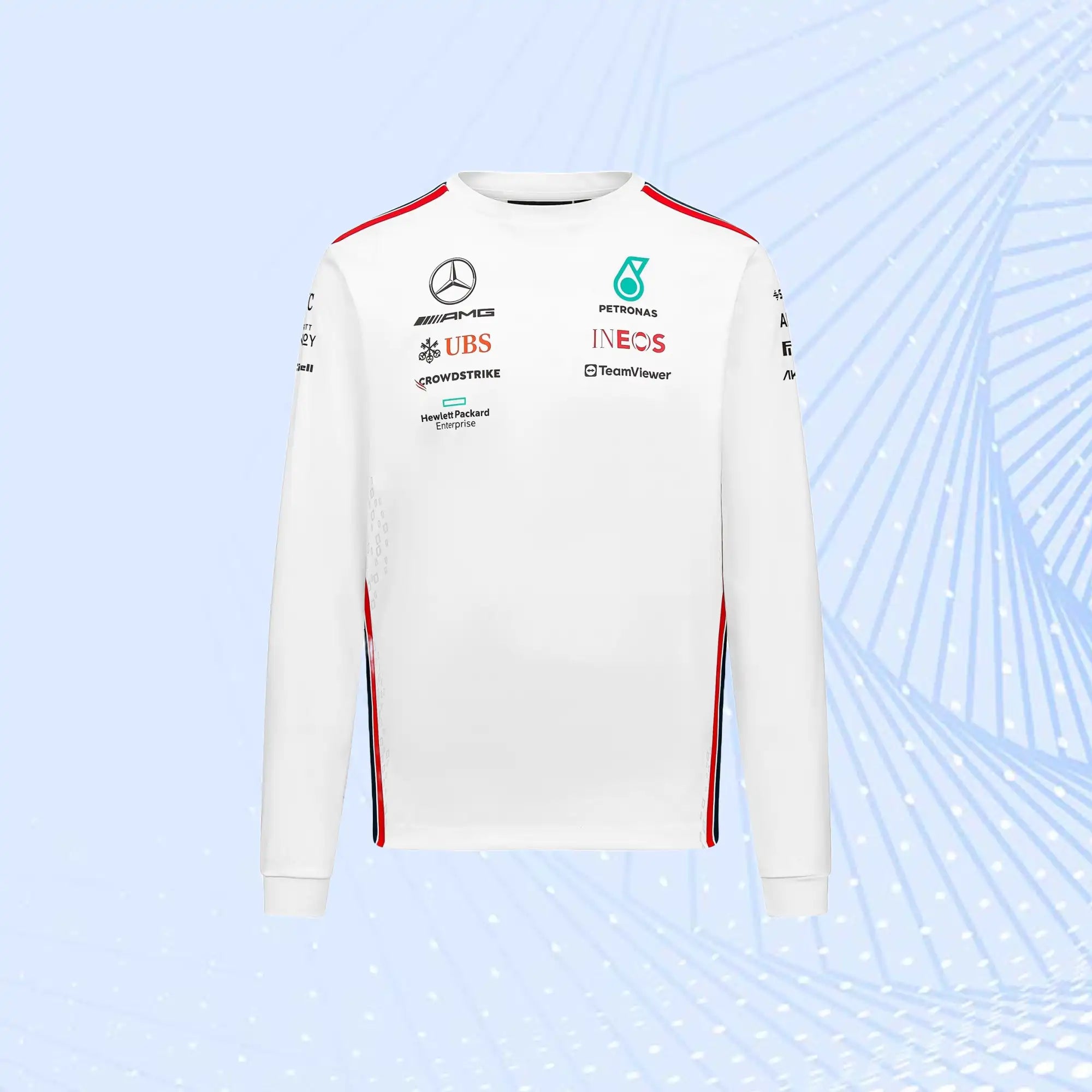 New F1 2023 Mercedes AMG Petronas Team Long Sleeved Drive T-Shirt- White - view 2