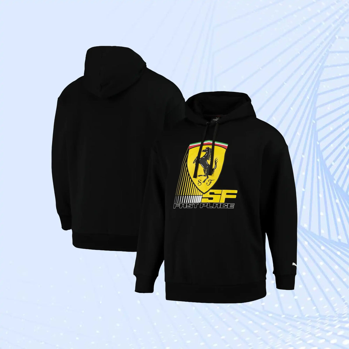 Scuderia Ferrari Race Big Shield Hoodie by Puma- Black - view 1